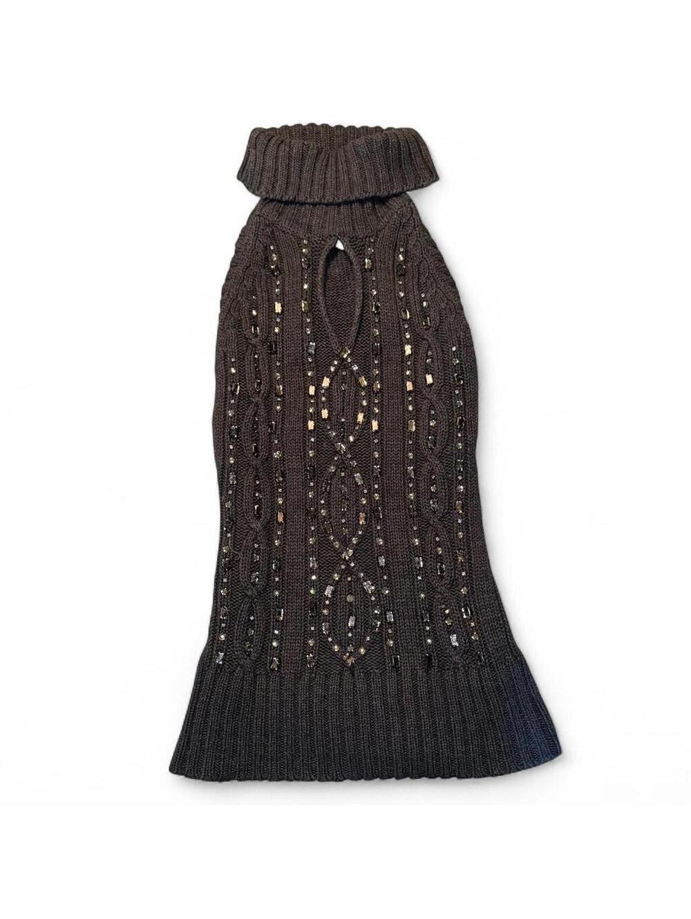 Vintage Cache Gray Rhinestone Knit Halter Top